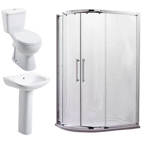 Larger image of Oxford En Suite Bathroom Pack With 1200x800mm Offset Enclosure (LH, 8mm).