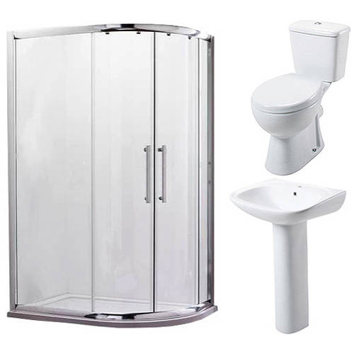 Larger image of Oxford En Suite Bathroom Pack With 1200x800mm Offset Enclosure (RH, 8mm).