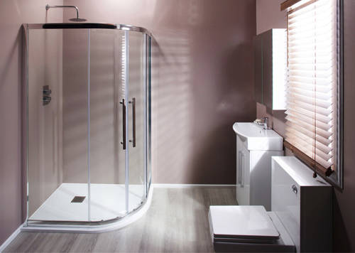 Example image of Oxford En Suite Bathroom Pack With 1200x800mm Offset Enclosure (RH, 8mm).