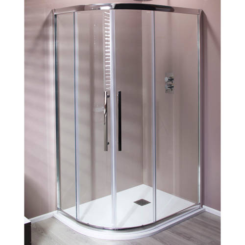 Larger image of Oxford 900x760mm Offset Quadrant Shower Enclosure, 8mm Glass (LH).