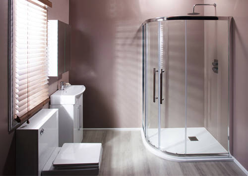 Example image of Oxford En Suite Bathroom Pack With 900x760mm Offset Enclosure (LH, 8mm).