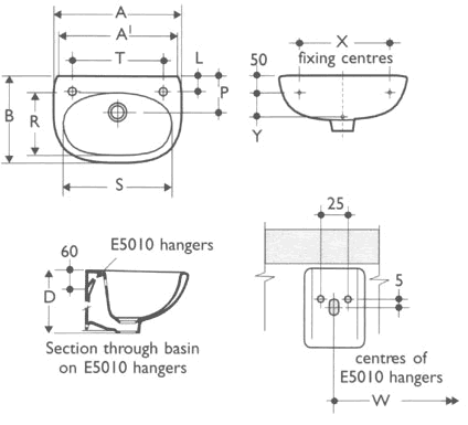 Technical image of Ideal Standard Studio 3 Piece Cloakroom Suite.