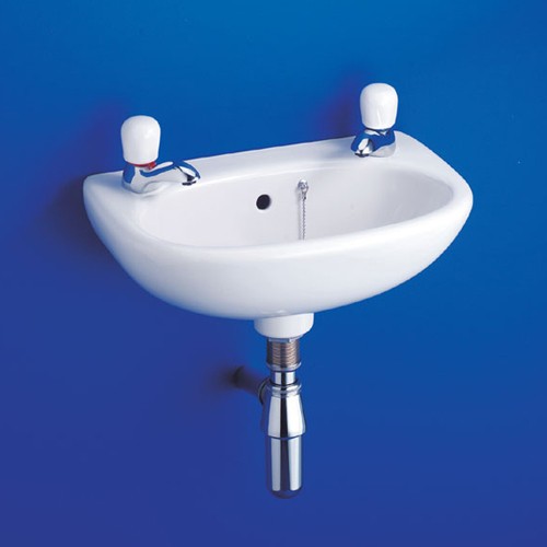 Example image of Ideal Standard Studio 2 Tap Hole Wall Hung Basin With Hangers 455mm.