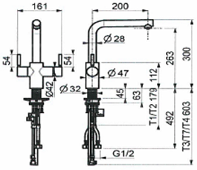 Technical image of InSinkErator Hot Water Boiling Hot & Cold Water Kitchen Tap (Natural Stone).