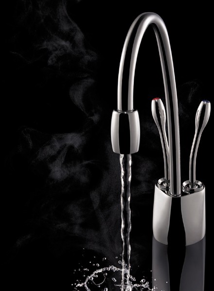 Example image of InSinkErator Hot Water Steaming Hot & Cold Filtered Kitchen Tap (Satin Nickel).