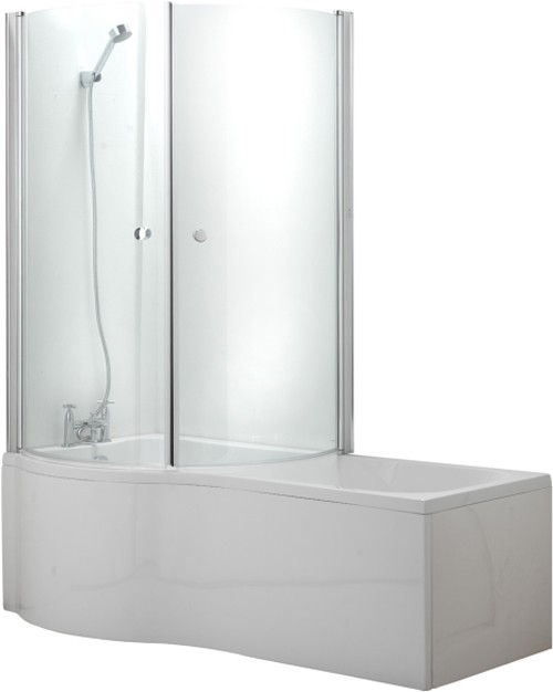 Example image of Hydra Complete Shower Bath Suite With 2 Screens. (Left Hand). 1500x750mm.