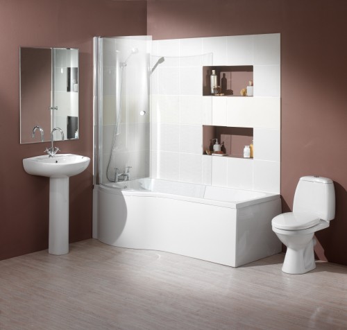 Larger image of Hydra Complete Shower Bath Suite (Left Hand). 1700x750mm.