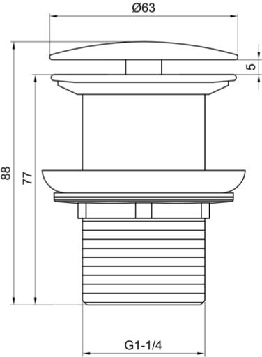Technical image of JTP Inox Freeflow Basin Waste (Unslotted, Stainless Steel).