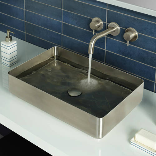Larger image of JTP Inox Rectangular Counter Top Basin (520x340, Stainless Steel).