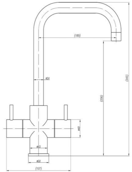 Technical image of JTP Kitchen Profumi Kitchen Tap With Lever Handles (Chrome).