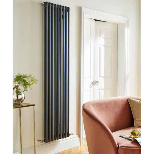 Kartell Anthracite K-Rad Laser Klassic Vertical Radiator 425X1800mm (2 Col, Anthr).