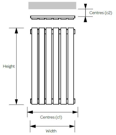 Technical image of Kartell K-RAD Boston Vertical Radiator 410W x 1200H mm (White).