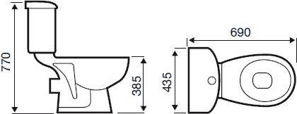 Technical image of Hydra Delta Bathroom Suite With 1700x800mm Freestanding Bath.