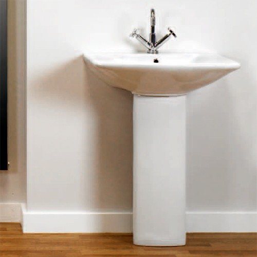 Larger image of Hydra Elizabeth Square Basin With Pedestal. 585x480mm.