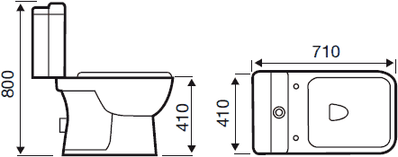 Technical image of Hydra Elizabeth Toilet With Push Flush Cistern & Deluxe Soft Close Seat.