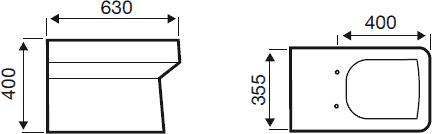 Technical image of Hydra Square Back To Wall Toilet Pan With Soft Close Seat & Cistern.