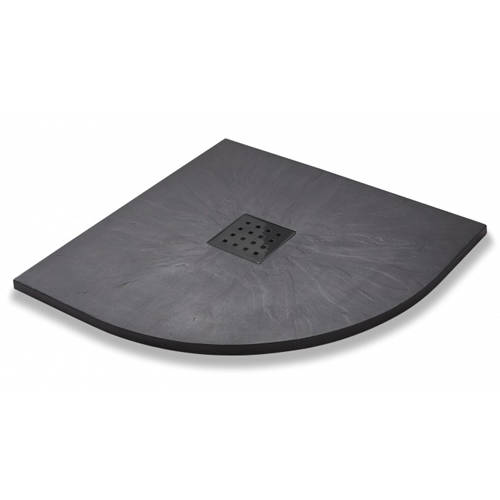 Larger image of Slate Trays Quadrant Shower Tray & Graphite Waste 800mm (Graphite).