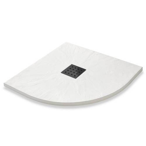 Larger image of Slate Trays Quadrant Shower Tray & Graphite Waste 800mm (White).