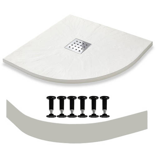 Larger image of Slate Trays Quadrant Easy Plumb Shower Tray & Waste 800mm (White).