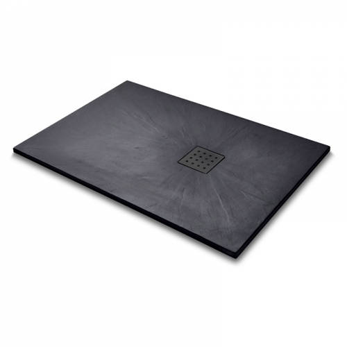 Larger image of Slate Trays Rectangular Shower Tray & Graphite Waste 1200x800 (Black).