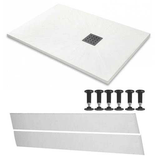 Larger image of Slate Trays Rectangular Easy Plumb Shower Tray & Waste 1200x900 (White).