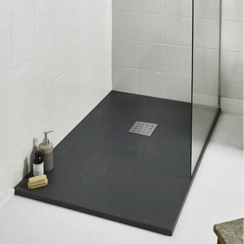 Example image of Slate Trays Rectangular Shower Tray & Chrome Waste 1600x800 (Graphite).