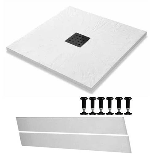 Larger image of Slate Trays Easy Plumb Square Shower Tray & Waste 800x800 (White).