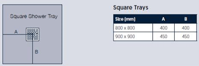 Technical image of Slate Trays Easy Plumb Square Shower Tray & Waste 900x900 (White).