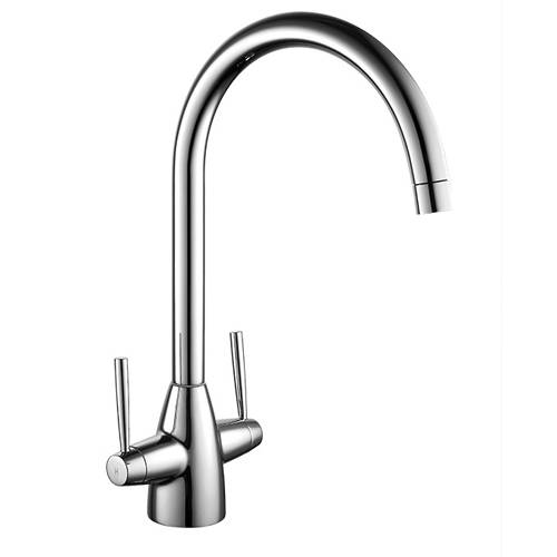 Kartell Kitchen Sink Mixer Tap With Twin Handles (Chrome).