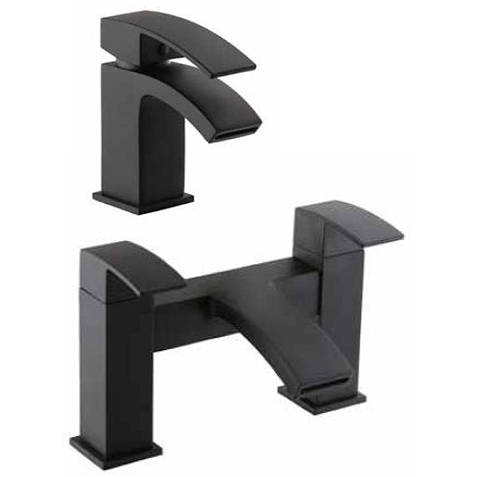 Larger image of Kartell Nero Basin Mixer & Bath Filler Tap Pack (Matt Black).