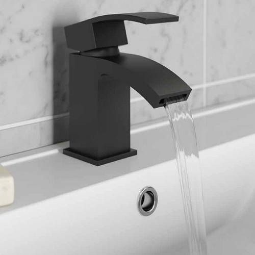 Example image of Kartell Nero Basin Mixer & Bath Shower Mixer Tap Pack (Matt Black).