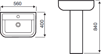 Technical image of Hydra Modern Suite With High Toilet Pan. Cistern, Seat, Basin & Pedestal.