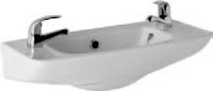 Larger image of Hydra G4K Wall Mounted 2 Tap Hole Basin. 510mm (Short Projection).
