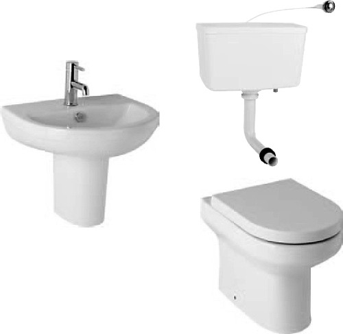 Larger image of Hydra Revive Suite, Back To Wall Pan. Cistern, Seat, Basin & Semi Pedestal.