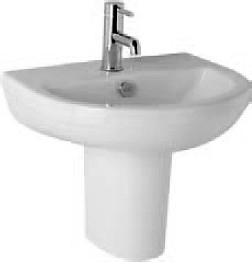 Larger image of Hydra Curved Basin With Wall Mounting Semi Pedestal. 510x410mm.
