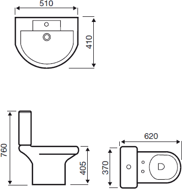 Technical image of Hydra Revive Deluxe  Suite With 1700x750mm Single Ended Acrylic Bath.