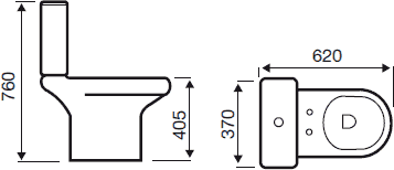 Technical image of Hydra Curved Toilet With Push Flush Cistern & Soft Close Seat.