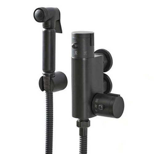 Kartell Black Shower Accessories Douche Kit & Thermo Valve (Black).