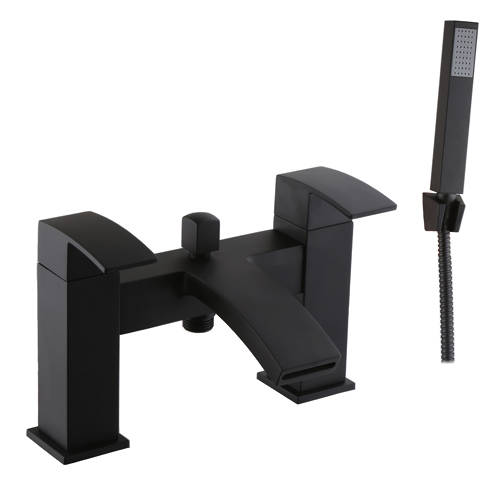 Kartell Black Nero Bath Shower Mixer Tap With Shower Kit (Matt ).