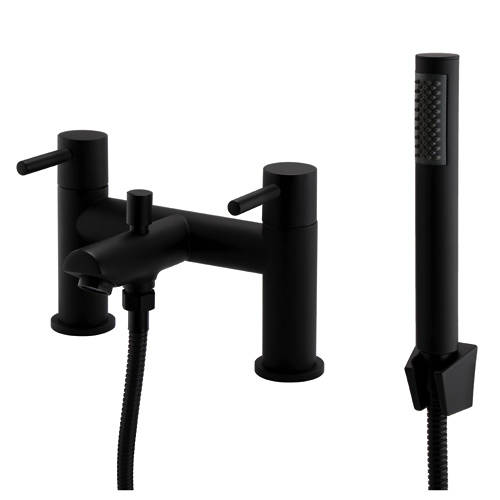 Kartell Black Nero Bath Shower Mixer Tap With Kit (Matt ).