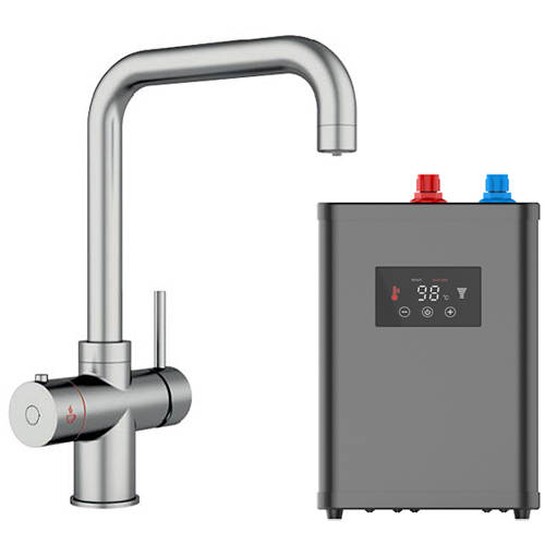 Larger image of Kedl Delta Digital 3 In 1 Boiling Water Kitchen Tap (Brushed Nickel, 2.4L).