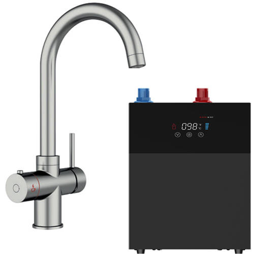 Larger image of Kedl Tundra Digital 3 In 1 Boiling Water Kitchen Tap (Brushed Nickel, 4.0L).