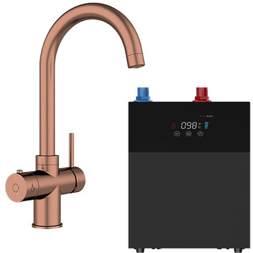 Larger image of Kedl Tundra Digital 3 In 1 Boiling Water Kitchen Tap (Copper, 4.0L).