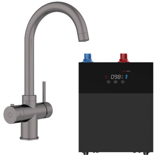 Larger image of Kedl Tundra Digital 3 In 1 Boiling Water Kitchen Tap (Gun Metal Grey, 4.0L).