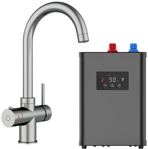 Larger image of Kedl Tundra Digital 4 In 1 Boiling Water Kitchen Tap (Brushed Nickel, 2.4L).