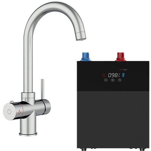 Larger image of Kedl Tundra Digital 4 In 1 Boiling Water Kitchen Tap (Chrome, 4.0L).