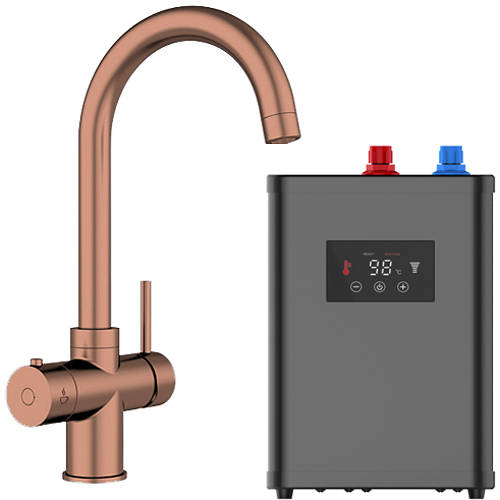 Larger image of Kedl Tundra Digital 4 In 1 Boiling Water Kitchen Tap (Copper, 2.4L).