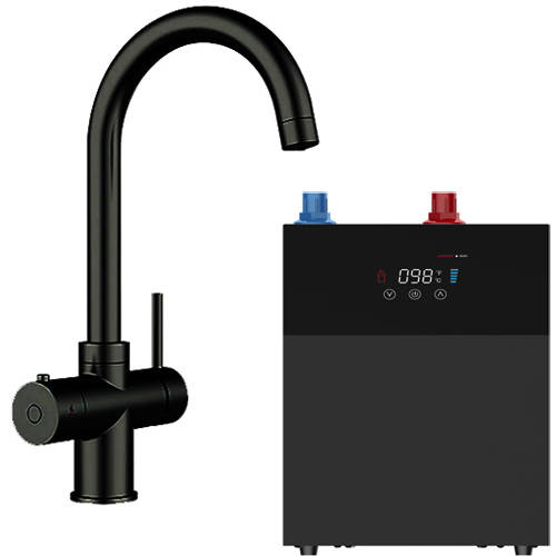 Larger image of Kedl Tundra Digital 4 In 1 Boiling Water Kitchen Tap (Matt Black, 4.0L).