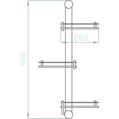 Technical image of Hudson Reed Achill bathroom stand with 3 glass shelves