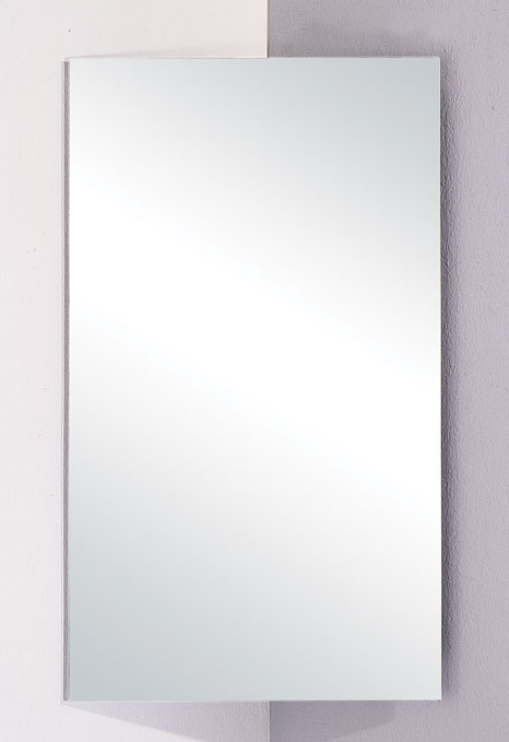 Larger image of Hudson Reed Arklow stainless steel corner mirror bathroom cabinet.